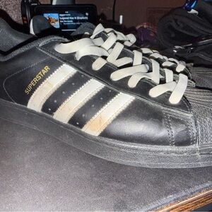Adidas Superstar Black with White Stripes